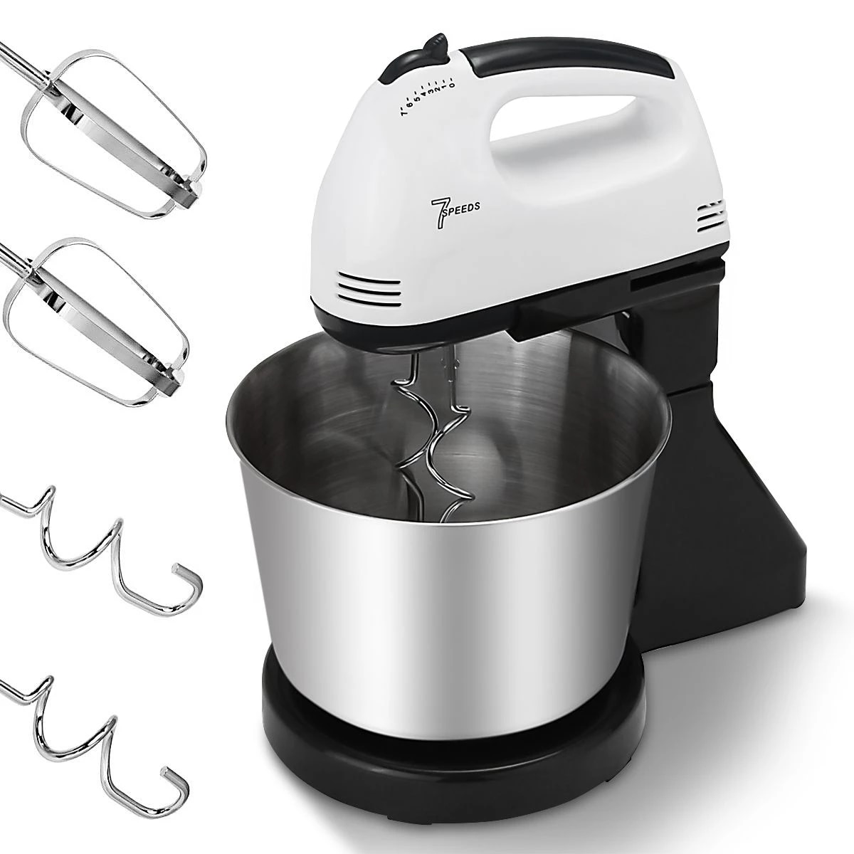 Mixer cu bol 200 W, 7 viteze, 2 teluri, 2 spirale