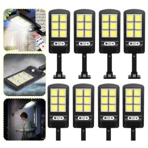 Set 8 x Lampa solara cu 6 LED COB si telecomanda