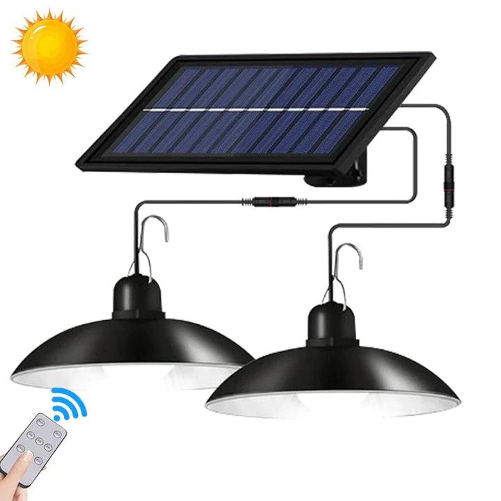 Set panou solar cu 2 becuri LED cu aplica, telecomanda, 50W