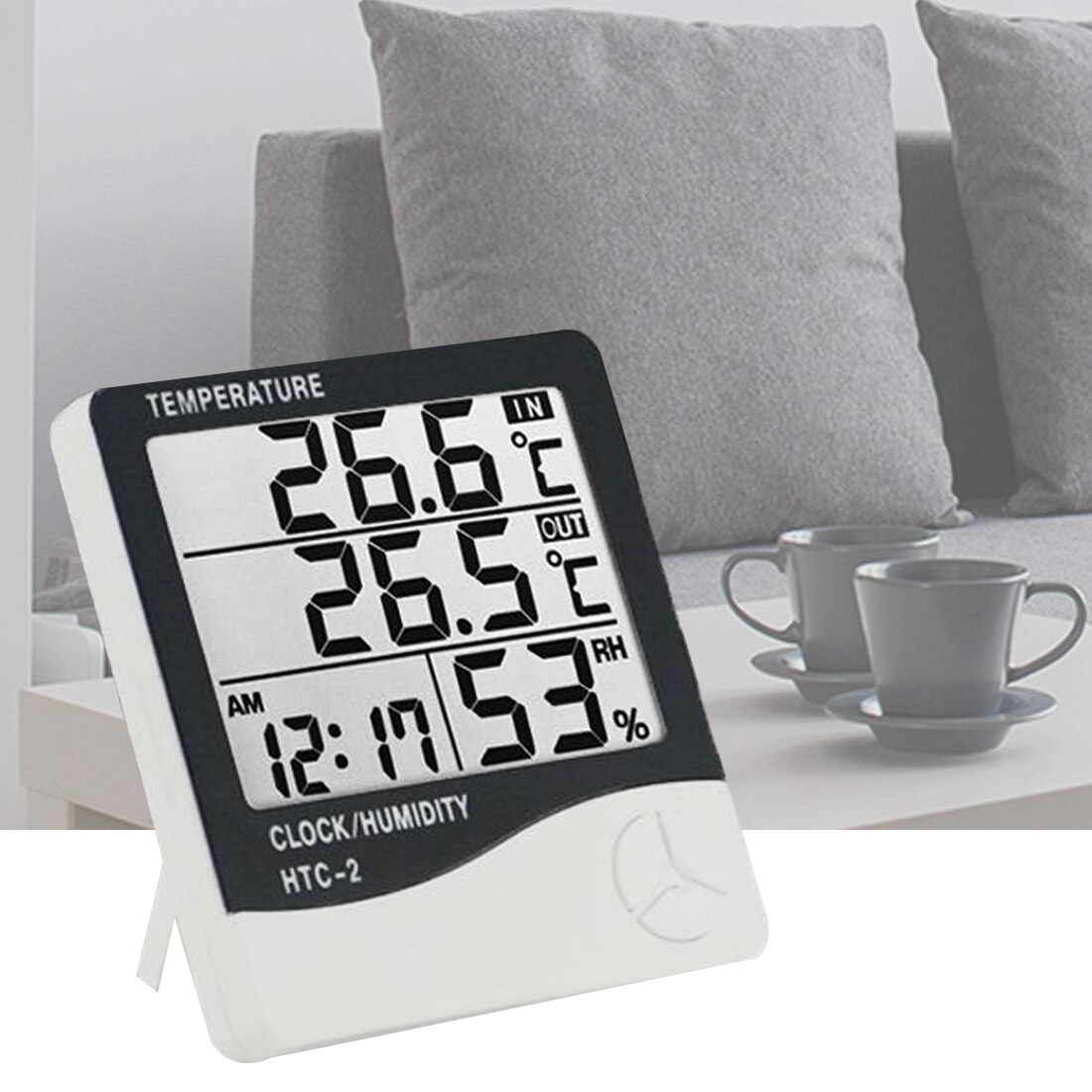 Termohigrometru digital 3 in 1 cu ceas, alarma, calendar - senzor de umiditate