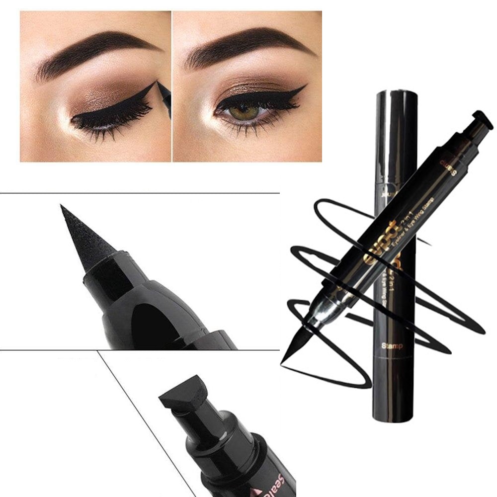 Oferta 1+1 | Eyeliner cu stampila, Negru, Cat Eye