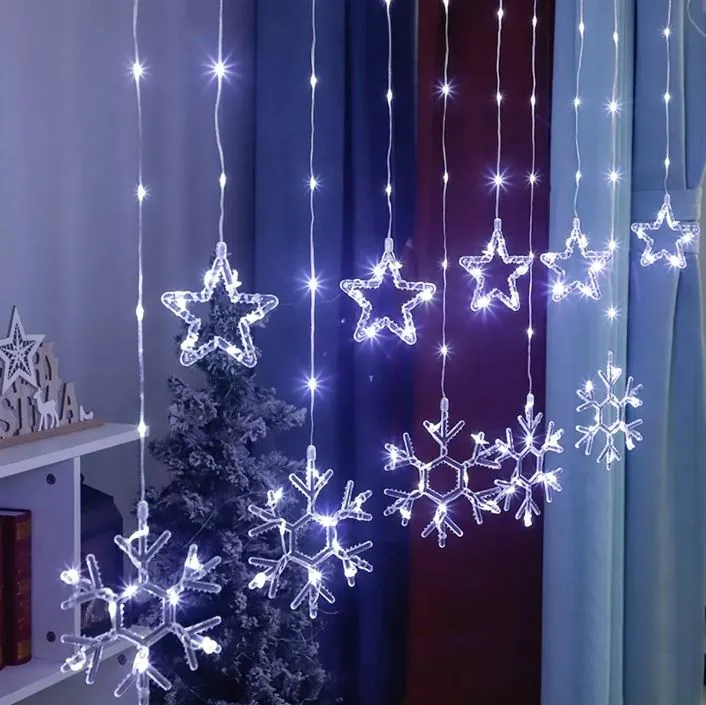 Instalatie Fulgi de Zapada si Stele - Alb rece 120 LED