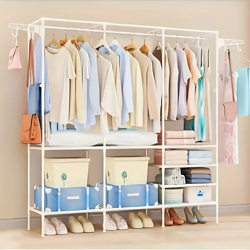 Umeras dublu cu rafturi, 173 x 36 x 160 cm, Alb