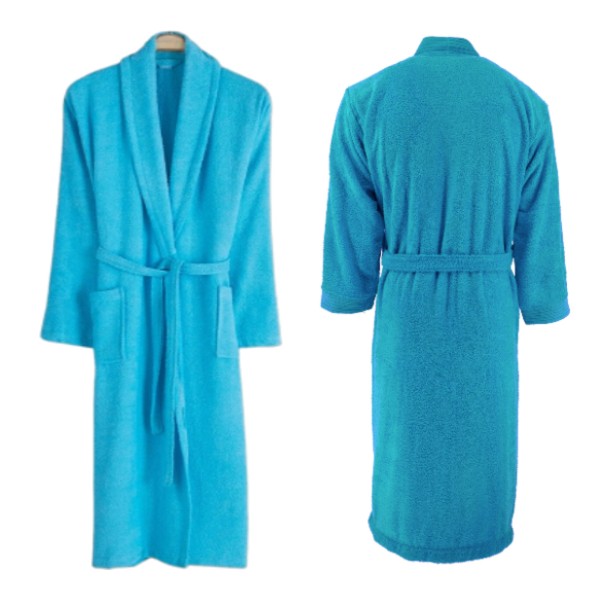 Halat baie bumbac, S-XXL, 100% bumbac, Albastru