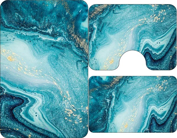 Set 3 covorase antiderapante de baie, Turcoaz