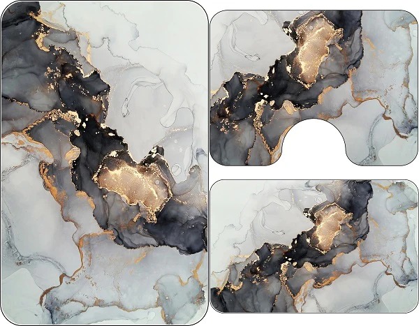Set 3 covorase antiderapante de baie, Gold/Black