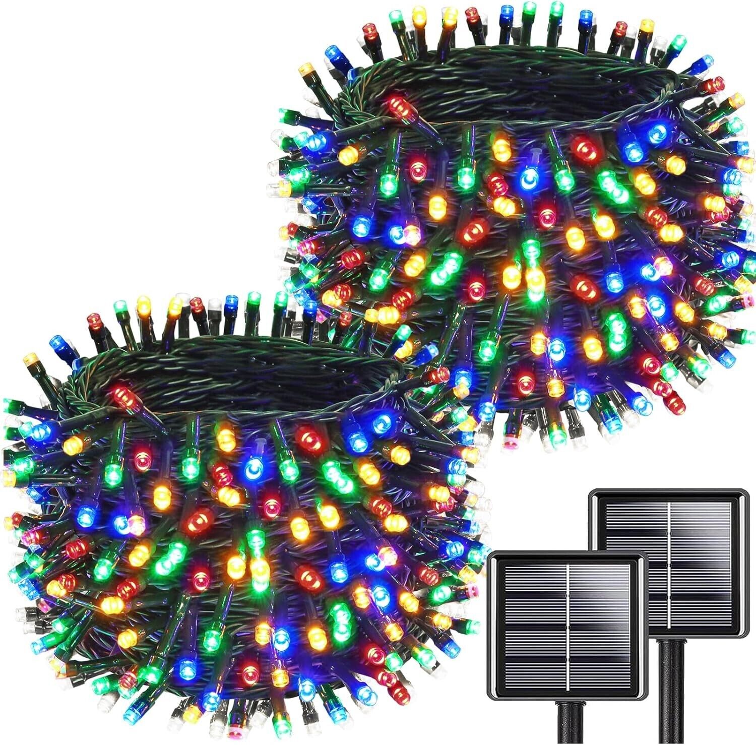 Set 2 x Instalatie solara 100 LED, Multicolor