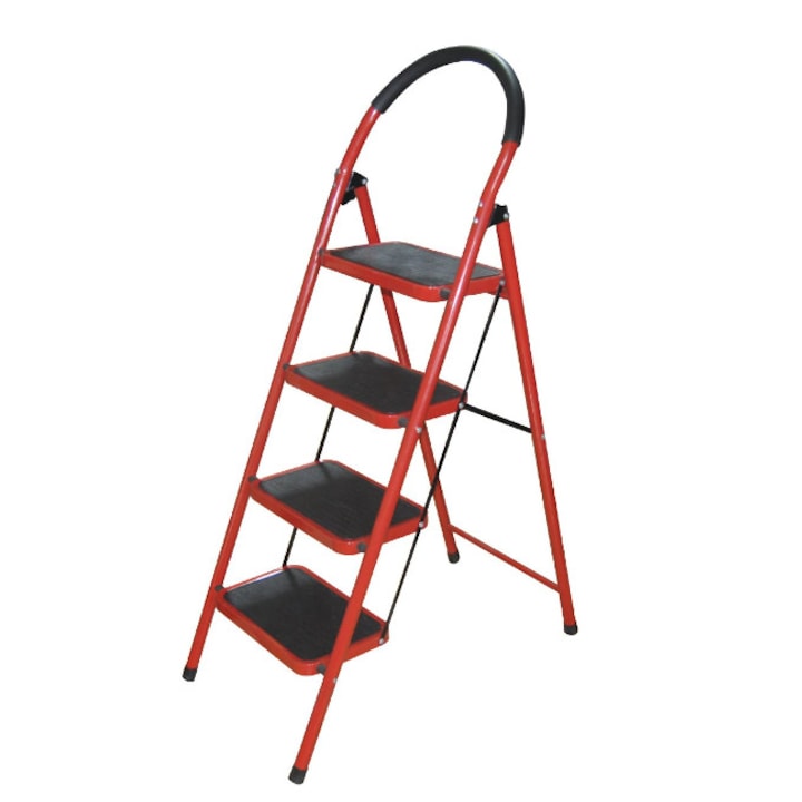 Scara pliabila din metal, 4 trepte late, 150 kg