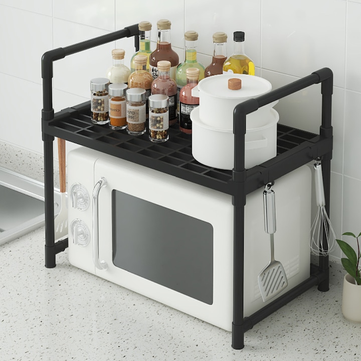 Raft cuptor cu microunde, negru, 49x48x32 cm