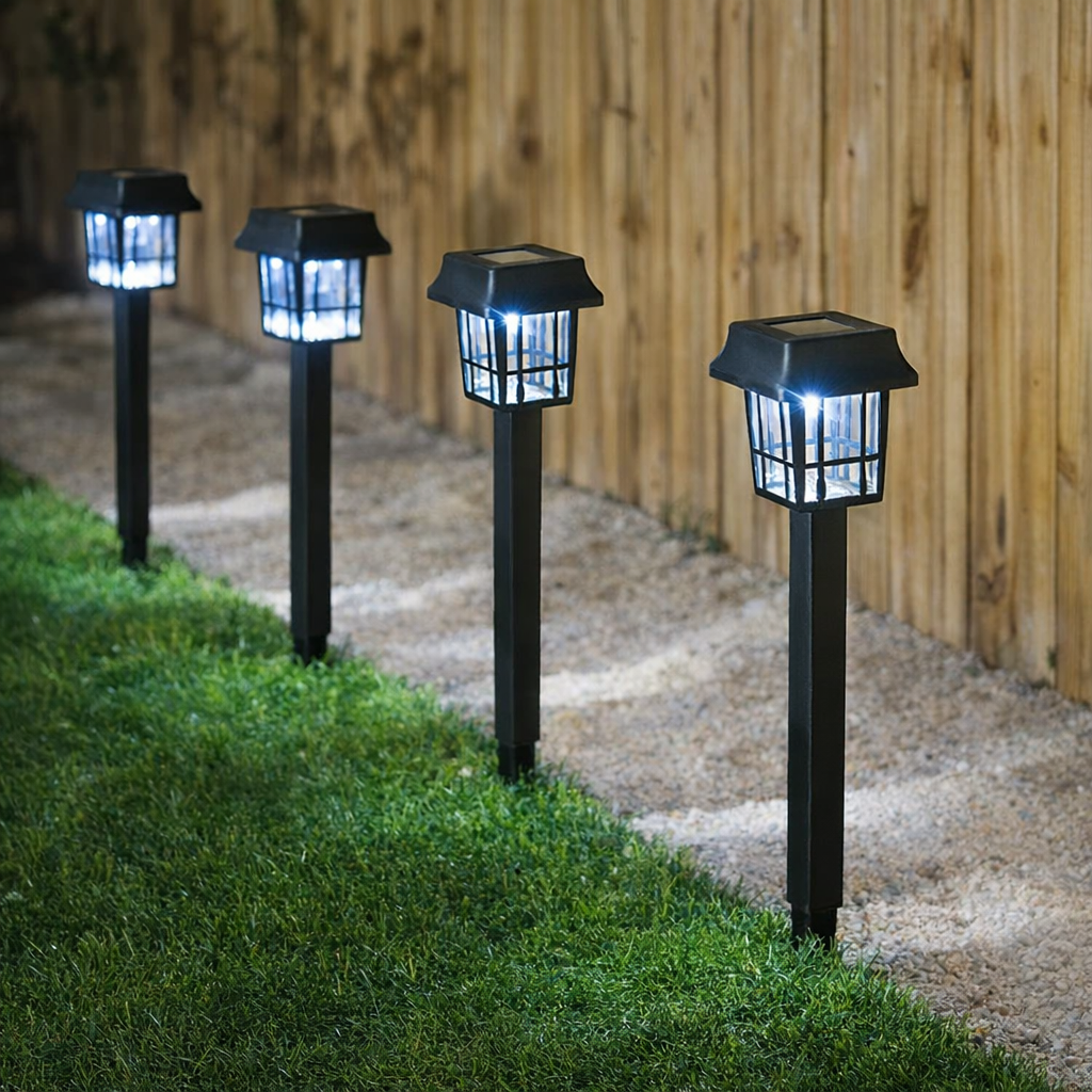 Set 4 x Lampa solara 24 cm, Negru