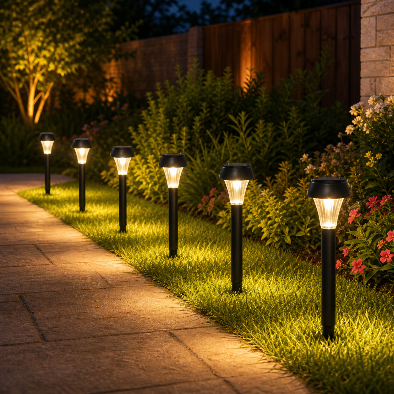 Set 6 x lampa solara 18.5 cm, Negru