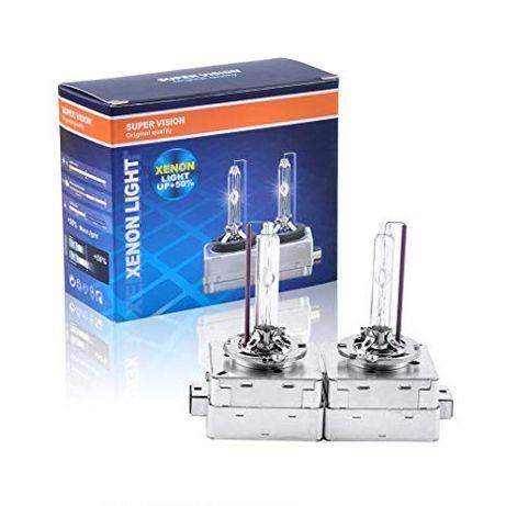 Set 2 becuri Xenon D1S White auto pentru far, suport metalic, 35W, 6000K