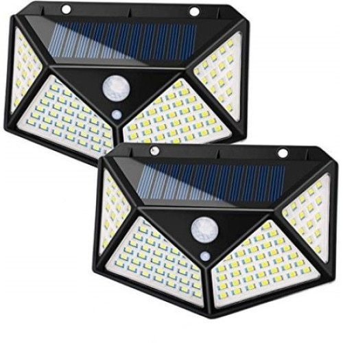 Set 2 x Lampa 100 LED cu panou solar, senzor de miscare