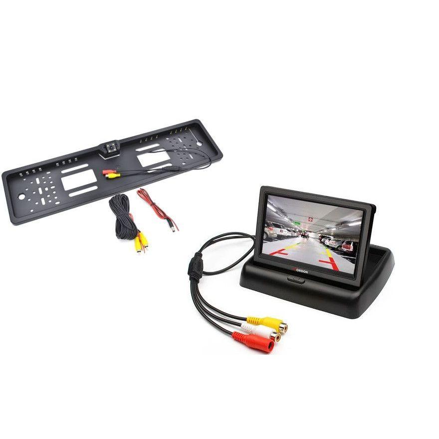 Suport numar inmatriculare cu camera video marsarier + Display pliabil LCD TFT 4.3