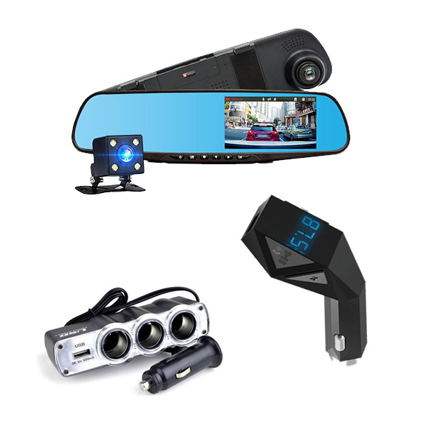 Camera dubla Full HD + Car Kit Bluetooth N8 + Priza tripla USB