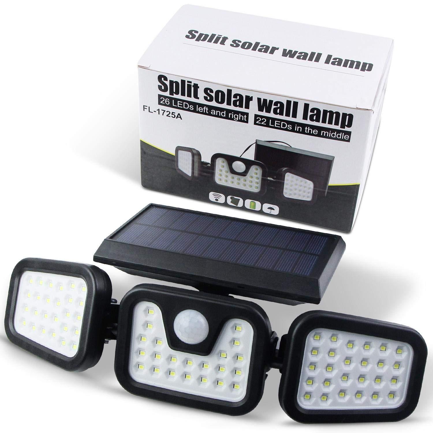 Lampa solara tripla split, senzor de de miscare, 15 W, IP65, 1200 mAh