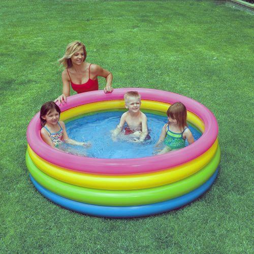 Piscina gonflabila curcubeu Intex, Volum 617 litri