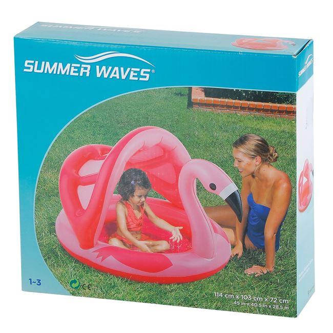 Piscina copii Flamingo roz cu protectie solara, 114x103x72 cm