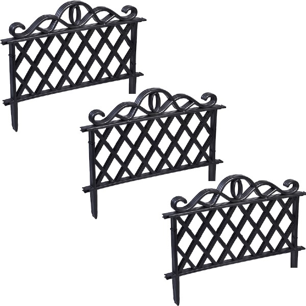 Set 3 x Gardulet pentru gradina, dreptunghiular, negru, 47x36 cm