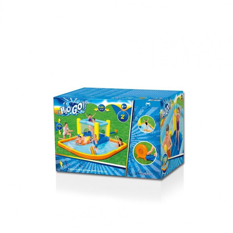 Centru de joaca cu piscina, trambulina si tobogan, gonflabil, 365x340 cm