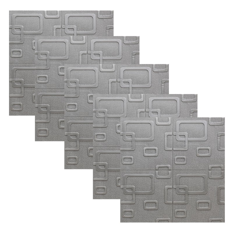 Set 5 x Tapet gri modern, autoadeziv, 70 x 70 cm, spuma moale 3D