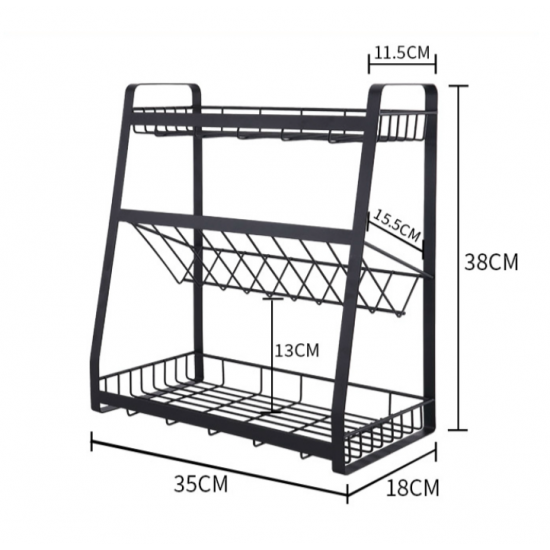 Etajera metalica cu 3 rafturi, pentru condimente si sosuri