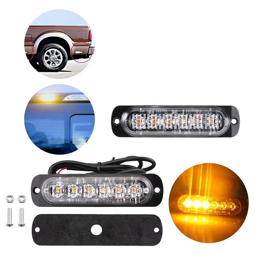 Set 2 x Stroboscop 6 LED, lumina portocalie