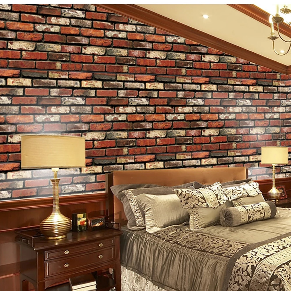Set 5 x Tapet adeziv caramida rosie, 77 x 70 cm, spuma moale 3D