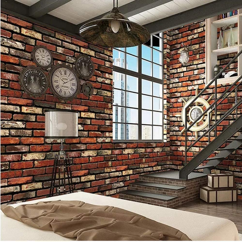 Set 5 x Tapet adeziv caramida rosie, 77 x 70 cm, spuma moale 3D