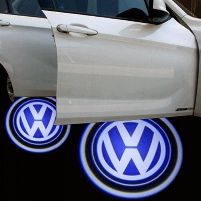 Set 2 holograme LED cu logo VOLKSWAGEN pentru portiere