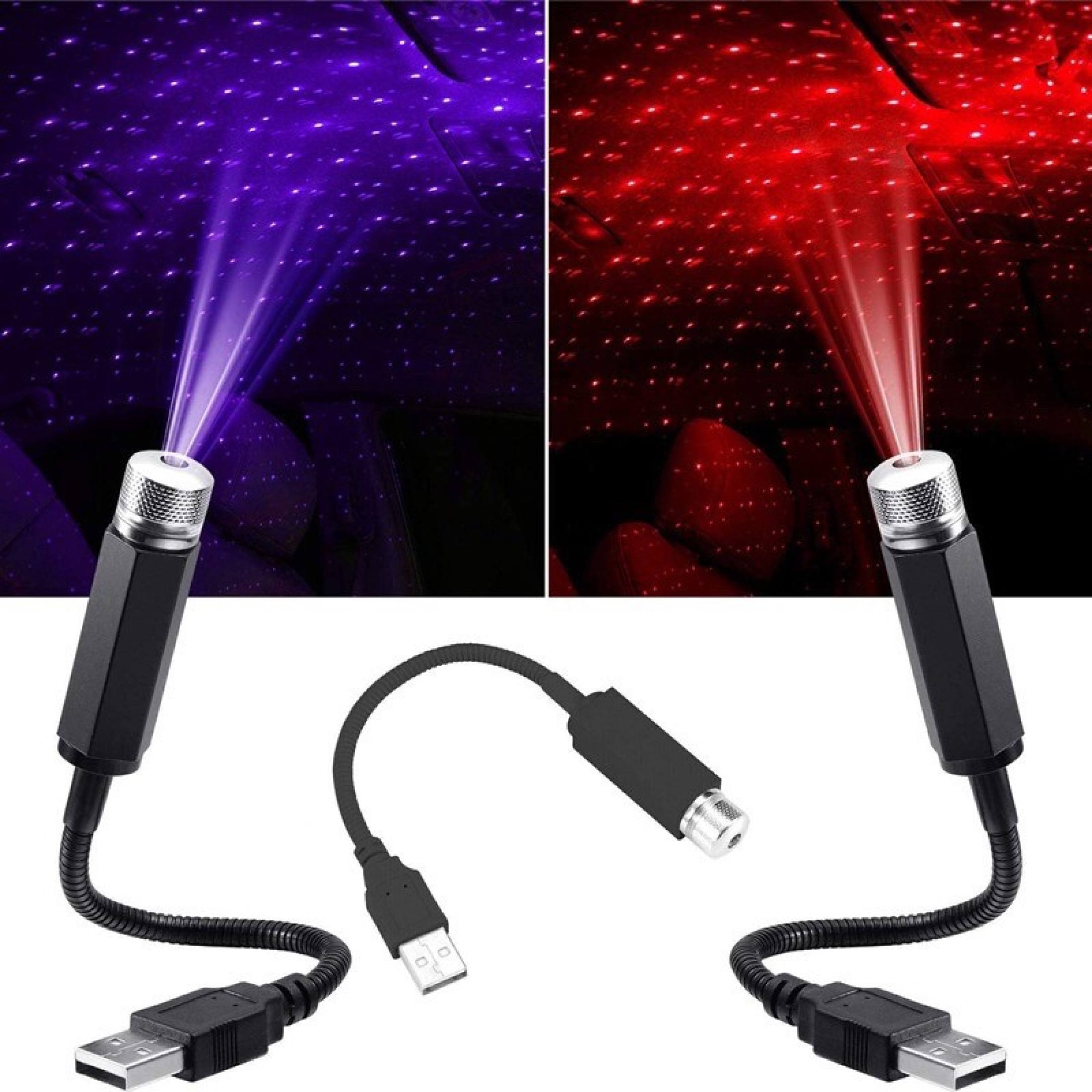 Lampa cu laser proiectie stelute mov USB, Car Ceiling USB Star