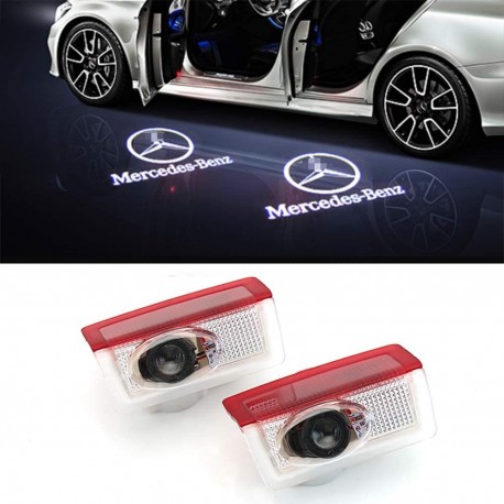 Set 2 holograme LED cu logo Mercedes Benz, pentru portiere