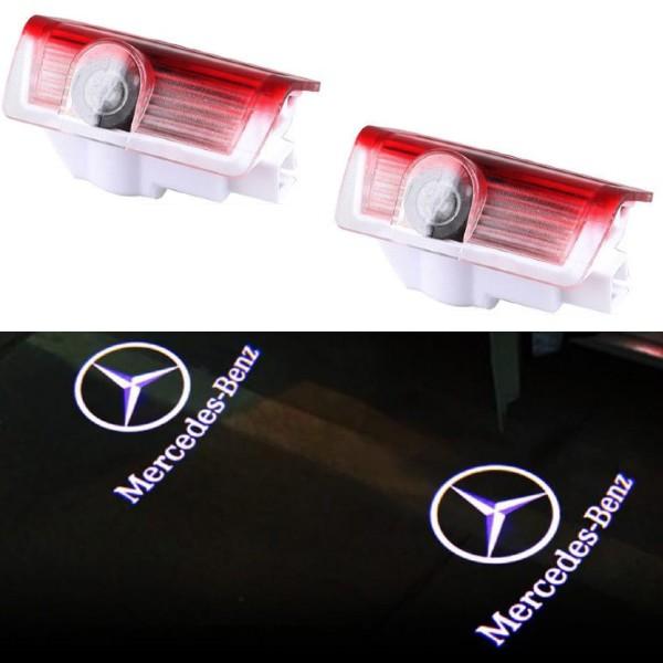 Set 2 holograme LED cu logo Mercedes Benz, pentru portiere