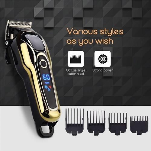 Aparat de tuns profesional, cu acumulator, afisaj LCD, lama reglabila