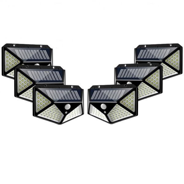 Set 6 x Lampa 100 LED cu panou solar, senzor de miscare