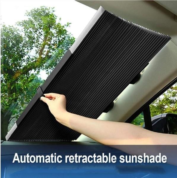 Parasolar auto retractabil UV, fixare prin ventuze