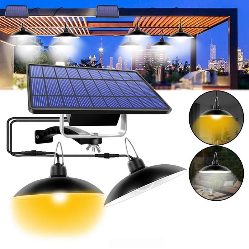 Set panou solar cu 2 becuri LED cu aplica, telecomanda, 50W