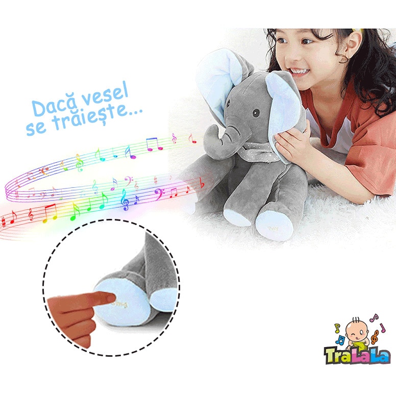 Elefant Cucu Bau in limba romana, Roz / Albastru