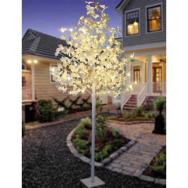Copac decorativ sarbatori, Alb, iluminat 160 LED, 180 cm, lumina rece