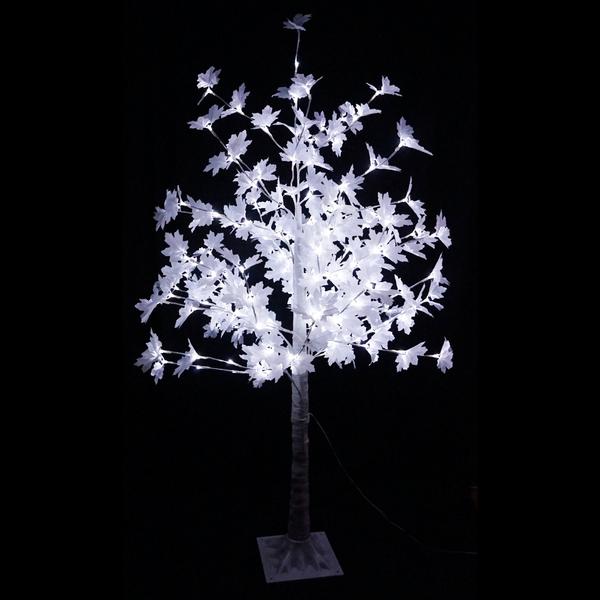 Copac decorativ sarbatori, Alb, iluminat 160 LED, 180 cm, lumina rece