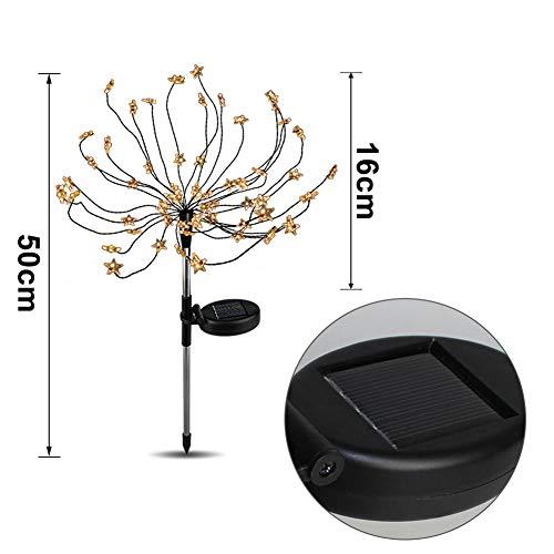 Set 2 x lampa solara artificii cu suport metalic, 90 LED