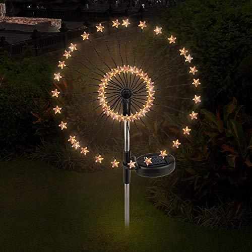 Set 2 x lampa solara artificii cu suport metalic, 90 LED