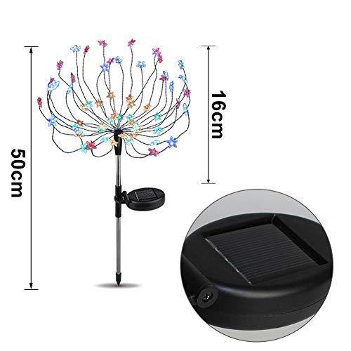 Set 2 x lampa solara artificii cu suport metalic, 90 LED, multicolor