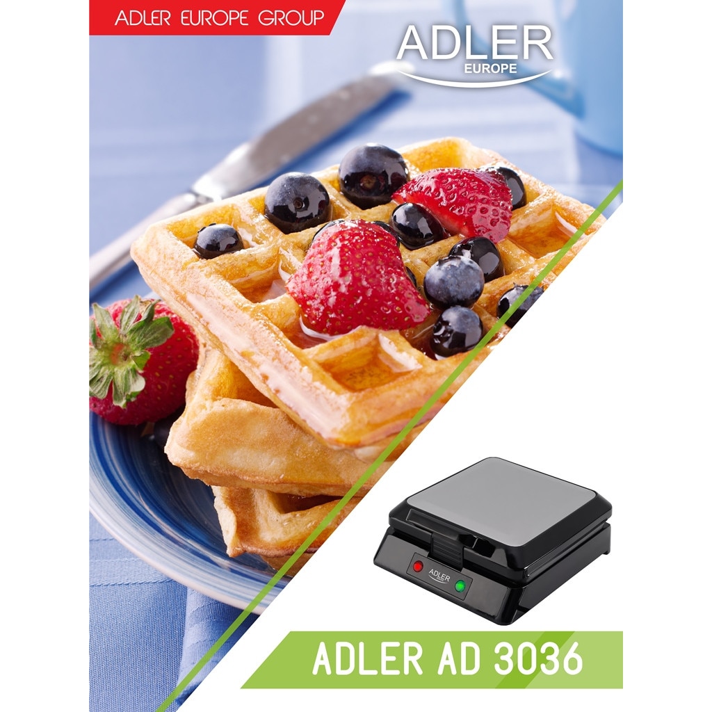 Aparat de preparat waffle / vafe ADLER AD 3036, 1500 W, inox