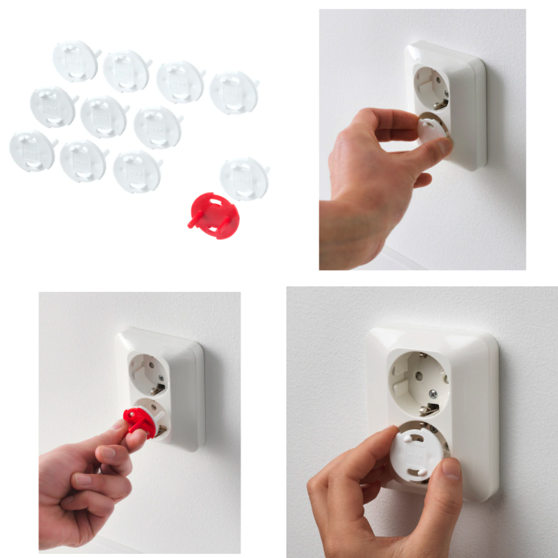 Set 12 capace protectie priza, dop priza siguranta copii, plastic, alb 