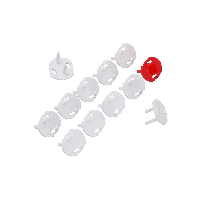 Set 12 capace protectie priza, dop priza siguranta copii, plastic, alb 
