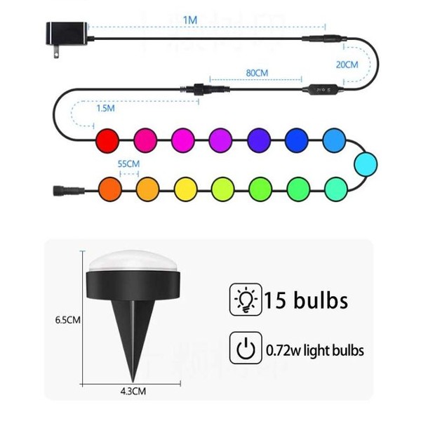 Kit iluminat gradina SMART LED IP67 15 becuri LED