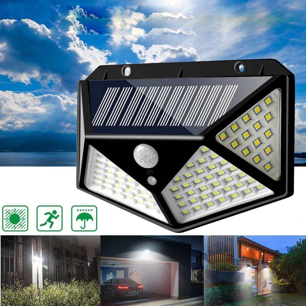 Set 10 x Lampa 100 LED cu panou solar, senzor de miscare