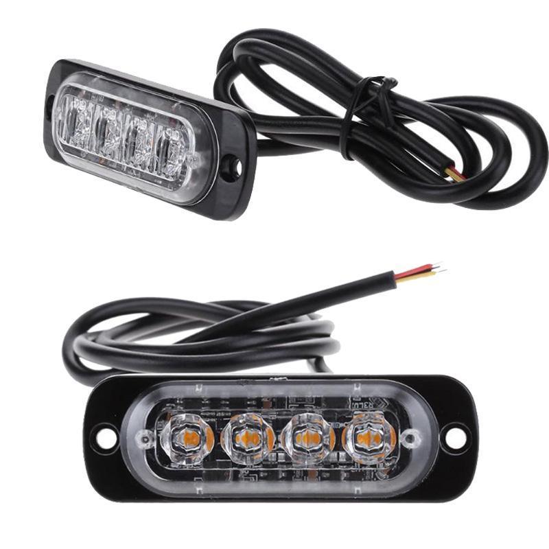 Set 2 stroboscoape auto 4 LED 12V, lumina portocalie