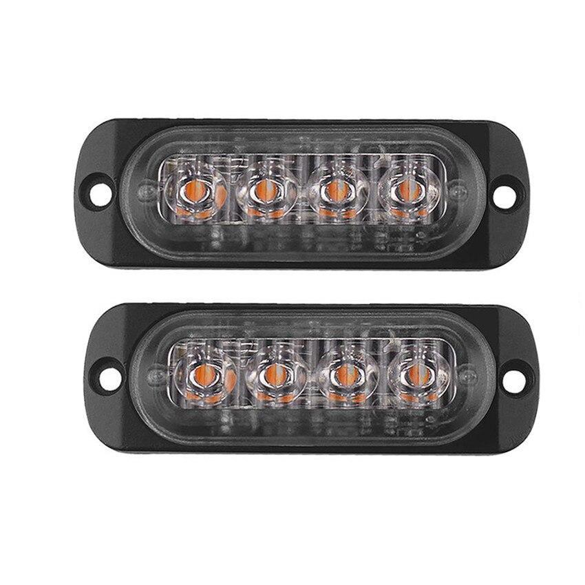 Set 2 stroboscoape auto 4 LED 12V, lumina portocalie